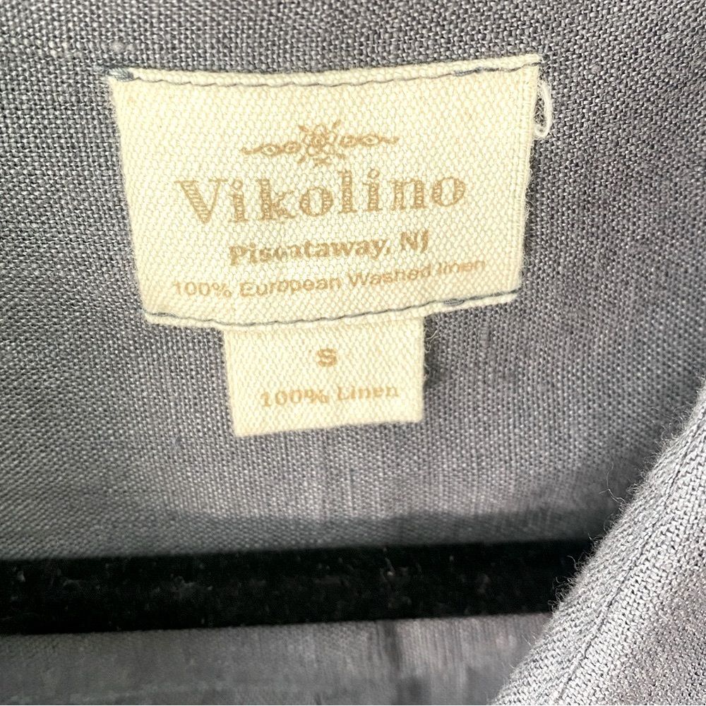 Vikolino European Linen Shirt Dress S Small Gray Lagenlook Button Down Classic - Picture 6 of 10